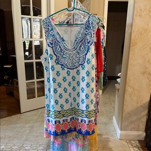 Lilly Pulitzer Harper shift White Dress with Blue Accents